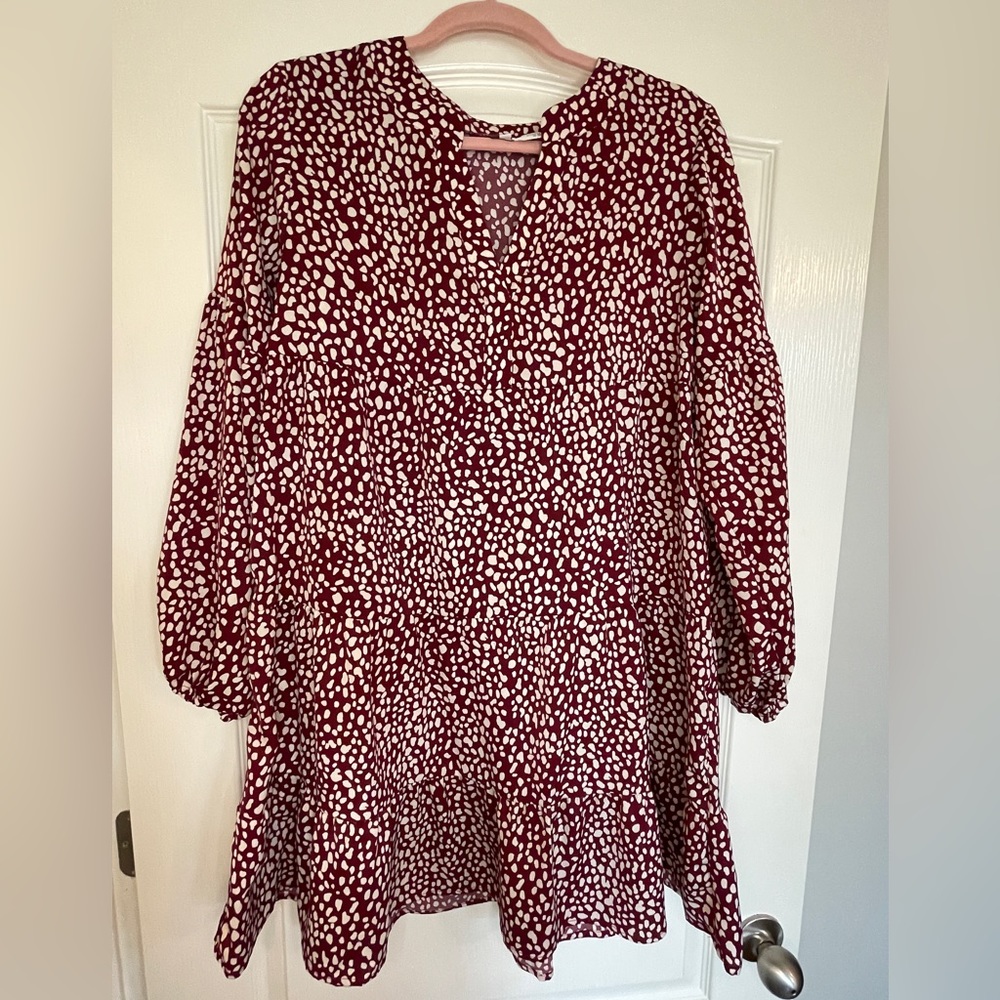 NWT Women’s Wine Peasant Casual Tunic Top Dress Size 10